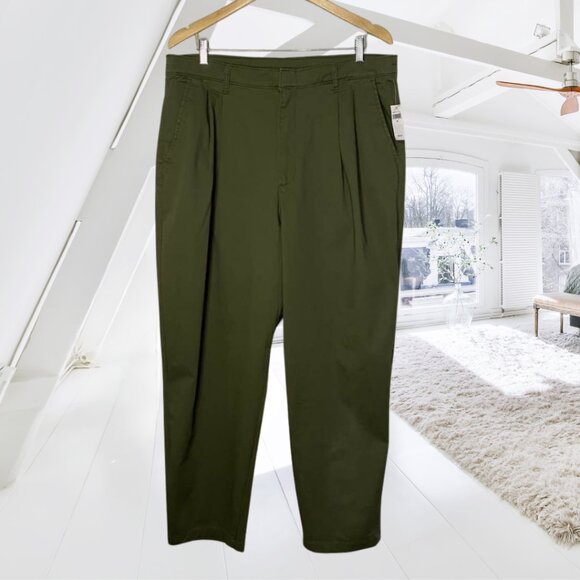 GAP Women's Army Green Trousers - High Rise - Size 18 - NWT Stretch Cotton Pants - Picture 2 of 12